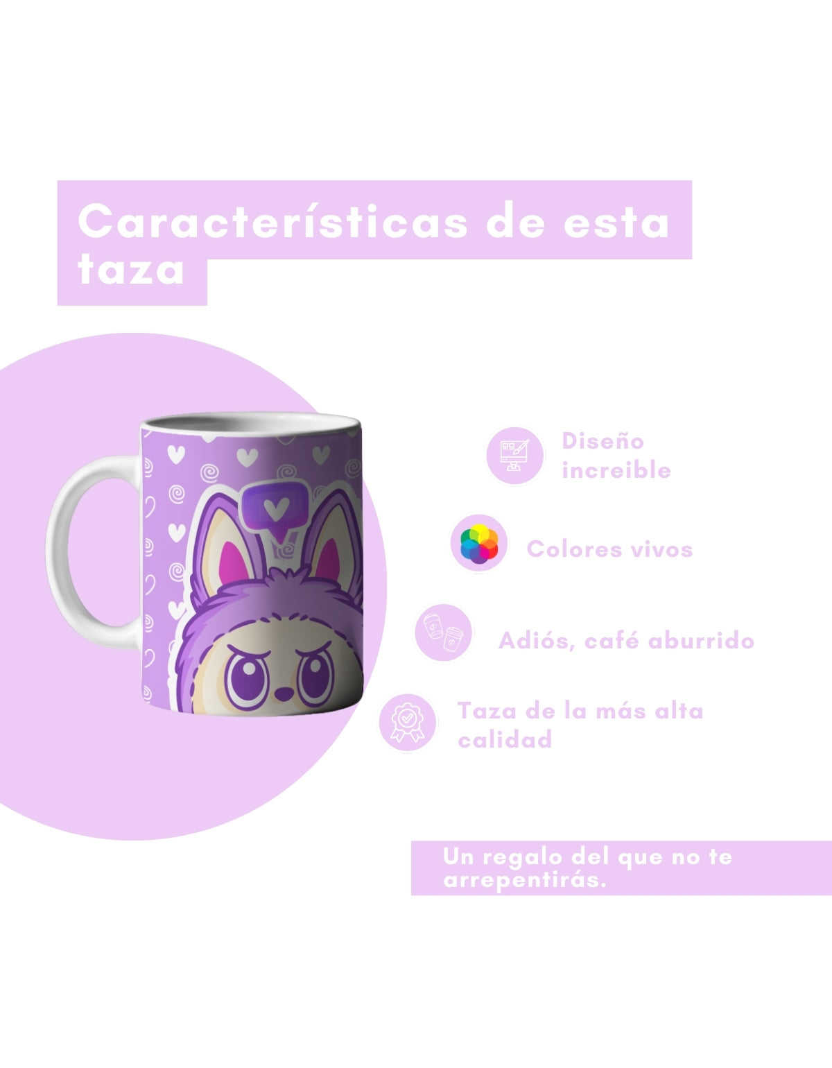 Taza Labubu Morada 11oz